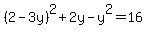 %282-3y%29%5E2%2B2y-y%5E2=16%29