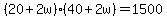 %2820%2B2w%29%2840%2B2w%29=1500