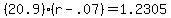 (20.9)*(r-.07) = 1.2305