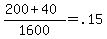 %28200+%2B+40%29+%2F+1600+=+.15