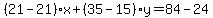 %2821-21%29%2Ax%2B%2835-15%29y=84-24