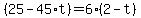 %2825+-+45%2At%29+=+6%2A%282-t%29