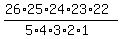 (26*25*24*23*22)/(5*4*3*2*1)