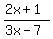 %282x%2B1%29%2F%283x-7%29