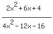 (2x^2+6x+4)/(4x^2-12x-16)