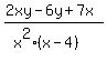 %282xy+-6y+%2B+7x%29%2F+%28x%5E2%28x-4%29%29+