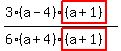 (3(a-4)highlight((a+1)))/(6(a+4)highlight((a+1)))