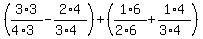%283%2A3%2F%284%2A3%29-2%2A4%2F%283%2A4%29%29%2B%281%2A6%2F%282%2A6%29%2B1%2A4%2F%283%2A4%29%29