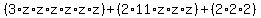 (3*z*z*z*z*z*z)+(2*11*z*z*z)+(2*2*2)