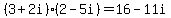 %283%2B2i%29%2A%282-5i%29=16-11i