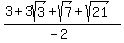 %283%2B3sqrt%283%29%2Bsqrt%287%29%2Bsqrt%2821%29%29%2F%28-2%29