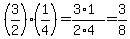%283%2F2%29%281%2F4%29+=+%283%2A1%29%2F%282%2A4%29+=+3%2F8