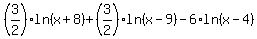 %283%2F2%29ln%28x%2B8%29%2B%283%2F2%29ln%28x-9%29-6%2Aln%28x-4%29
