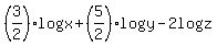 %283%2F2%29log%28x%29+%2B+%285%2F2%29log%28y%29+-+2log%28z%29%29