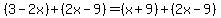 %283-2x%29+%2B+%282x-9%29+=+%28x%2B9%29+%2B+%282x-9%29