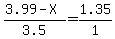 (3.99-X)/3.5=1.35/1