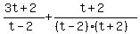 %283t+%2B+2%29%2F+%28t+-+2%29+%2B+%28t+%2B+2%29%2F+%28%28t-2%29%2A%28t%2B2%29%29+