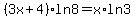 %283x%2B4%29+%2A+ln+8+=+x%2A+ln+3