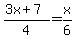 %283x%2B7%29%2F4+=x+%2F6