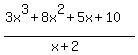 %283x%5E3+%2B+8x%5E2+%2B+5x+%2B+10%29%2F%28x%2B2%29
