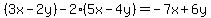 %283x-2y%29-2%285x-4y%29=-7x%2B6y