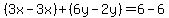 %283x-3x%29%2B%286y-2y%29=6-6
