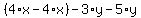 %284%2Ax-4%2Ax%29-3%2Ay-5%2Ay%29=22-6