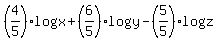 %284%2F5%29log%28x%29%2B%286%2F5%29log%28y%29-%285%2F5%29log%28z%29
