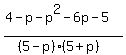 %284-p-p%5E2-6p-5%29%2F%28%285+-+p%29%285+%2B+p%29%29