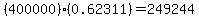 (400000)*(0.62311) = 249244