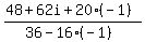 %2848%2B62i%2B20%28-1%29%29%2F%2836-16%28-1%29%29