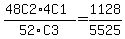 (48C2*4C1)/52C3 = 1128/5525
