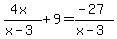 %284x%29%2F%28x-3%29+%2B+9+=+%28-27%29%2F%28x+-+3%29