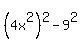 %284x%5E2%29%5E2-9%5E2
