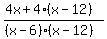 %284x+%2B+4%2A%28x-12%29+%29%2F%28%28x-6%29%2A%28x-12%29%29+