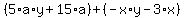 %285%2Aa%2Ay%2B15%2Aa%29%2B%28-x%2Ay-3%2Ax%29