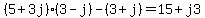 %285%2B3j%29%283-j%29-%283%2Bj%29=15%2Bj3