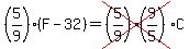 %285%2F9%29%28F+-+32%29+=+cross%28%285%2F9%29%289%2F5%29%29C