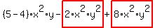 %285-4%29%2Ax%5E2%2Ay-highlight_red%28+2%2Ax%5E2%2Ay%5E2+%29%2Bhighlight_red%28+8%2Ax%5E2%2Ay%5E2+%29