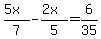 %285x%29%2F7-%282x%29%2F5+=+6%2F35
