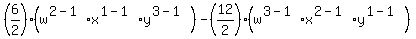 %286%2F2%29%28w%5E%282-1%29x%5E%281-1%29y%5E%283-1%29%29-%2812%2F2%29%28w%5E%283-1%29x%5E%282-1%29y%5E%281-1%29%29
