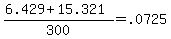%286.429+%2B+15.321%29+%2F+300+=+.0725