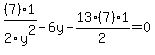 %287%291%2F2y%5E2-6y-13%287%291%2F2=0