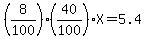 (8/100)*(40/100)*X=5.4