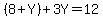 %288+%2B+Y%29%2B3Y+=+12