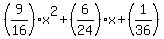 %289%2F16%29x%5E2+%2B+%286%2F24%29x+%2B+%281%2F36%29
