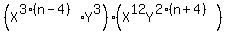 (X^(3(n-4))Y^3)*(X^12Y^(2(n+4)))