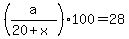 %28a%2F%2820%2Bx%29%29%2A100+=+28