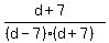 (d+7)/((d-7)*(d+7))