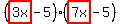 (highlight(3x)-5)(highlight(7x)-5)